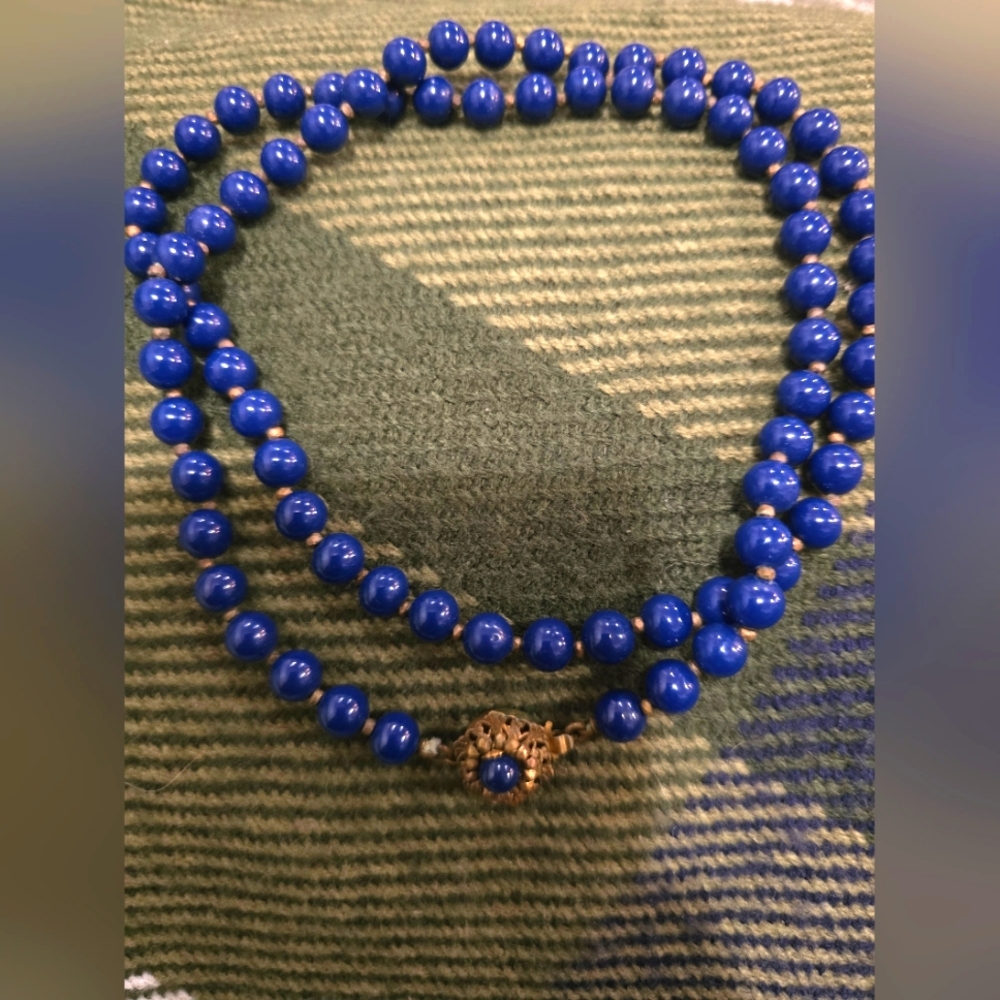 Vintage 1950's Miriam Haskell Signed Lapidus 28" Gold Pl Necklace-SOLD